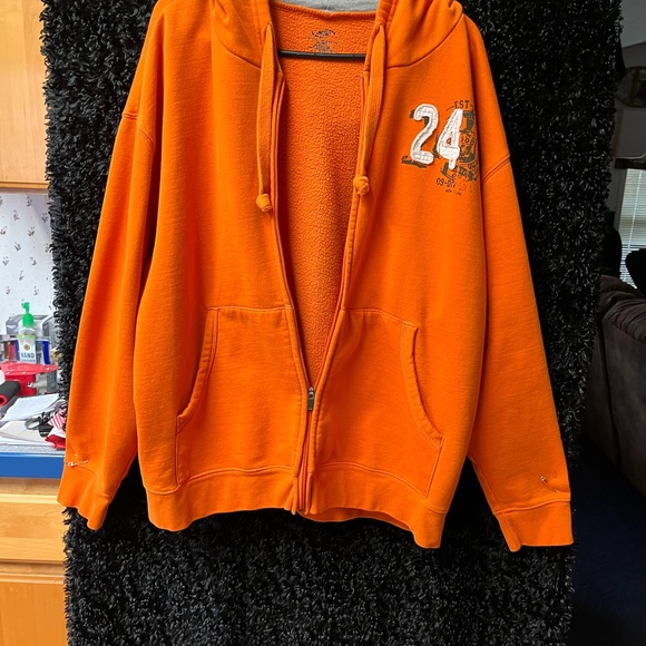 Mens XL SIMPLY FOR SPORTS RUSTIC ORANGE HEAVY ZIP UP HOODIE GREAT CONDITION - Picture 3 of 9